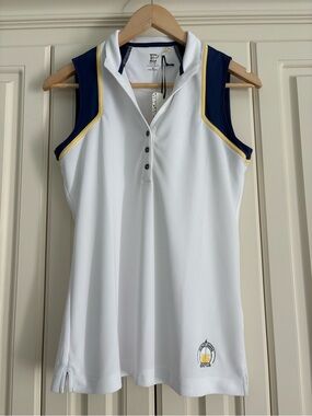 EP Pro White Sleeveless Polo Sporty Quarter Button Athletic Top Small NWT Preppy